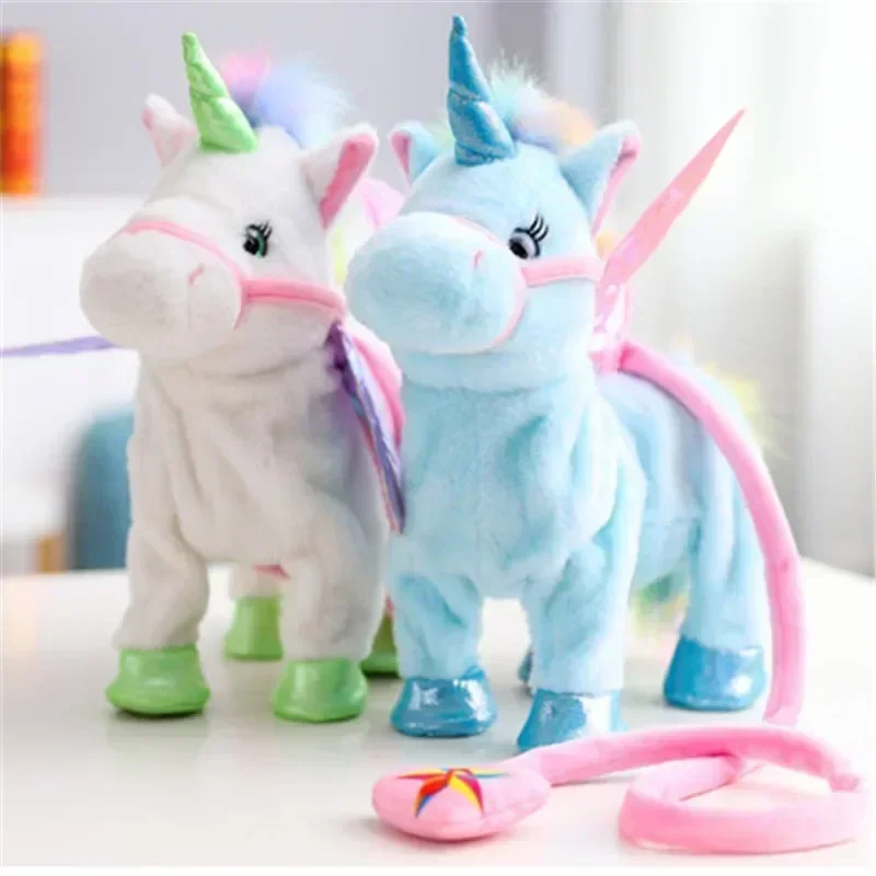 Unicorn Leash Angel Horse Action Figure Walking Singing Electric Plush Toy 3
