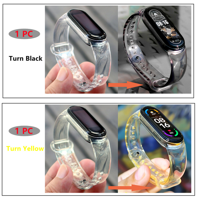 Color Change Strap For Xiaomi Mi band 5 6 Replacement Smart watchband Bracelet for Mi band 6 5 Strap Wristbands Pulseira