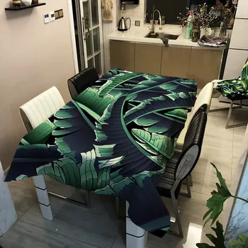 열대 식물 녹색 잎 몬스테라 직사각형 식탁보, 웨딩 센터피스, 테이블 천 커버, 피크닉 매트