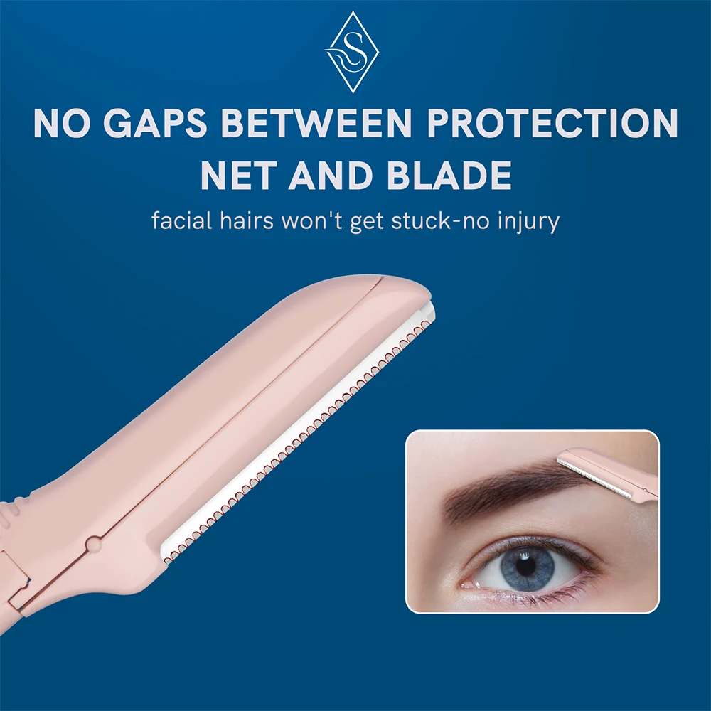 2Pcs Eyebrow and Facial Razor for Women Dermaplaning Tool for Face with 4 Replacement Head，Professional Style Skincare Tool。 2