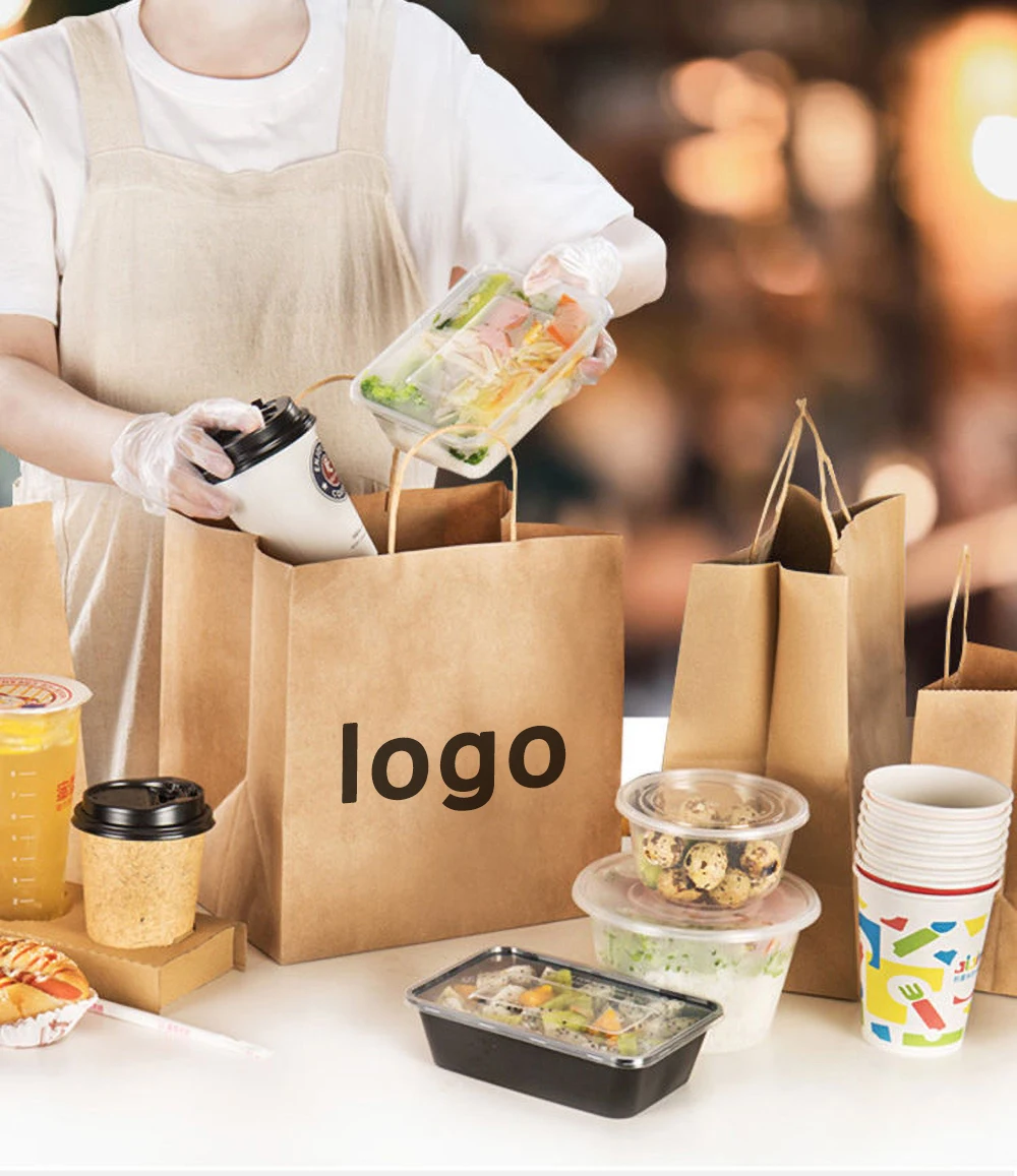 100Pcs Custom Logo Kraft Bags Gift Paper Packing Bag Craft Packaging Personalization business Shopping Clothes package Bags 8 S25a53baf6fff40e4901b0330f9f7e8b9g