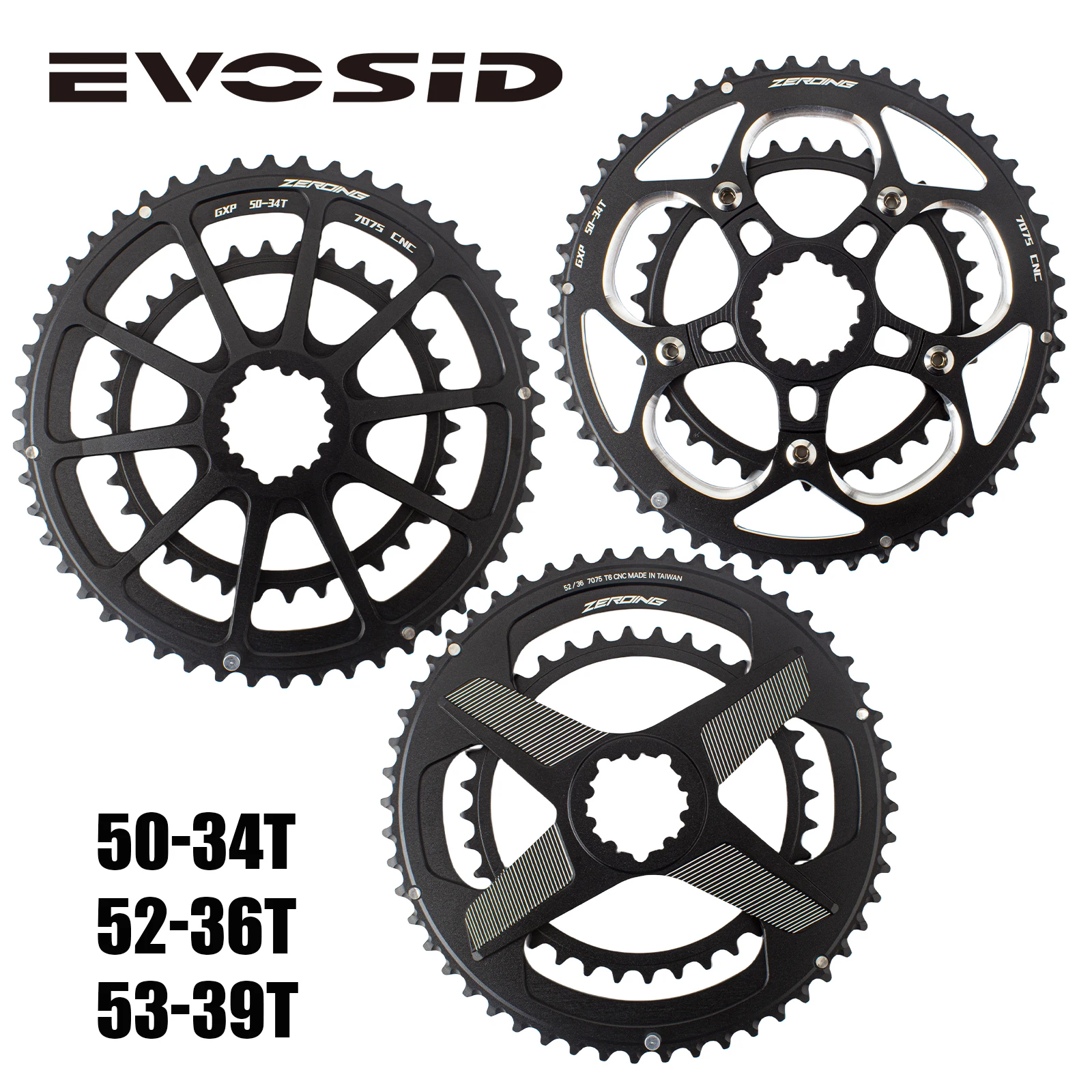 

EVOSID GXP Road Bike Chainring Double Speed 50-34T 52-36T 53-39T Crankset Chainwheel 7075 Aluminum for SRAM 9/10/11/12 speed