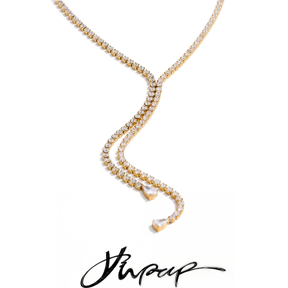 Yhpup Necklace Zirconia Chain Pendant