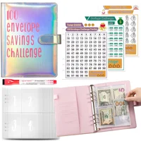 2024 New100 Envelope Savings Challenge Laser A5 Loose-Leaf Binder Budget Binder With Cash Envelopes Money Organizer System 2