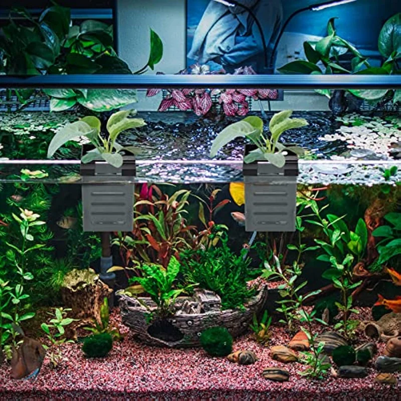 Supporto per Piante Acquatiche da Appendere, Vaso in Plastica con Foro per Piante Subacquee e Decorazioni Acquario