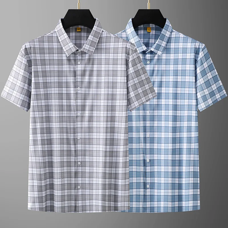 

New Arrival Summer Shirts High Quality Fashion Male Plaid Casual Men Short Sleeve Super Large Plus Size 3XL 4XL 5XL 6XL 7XL 8XL