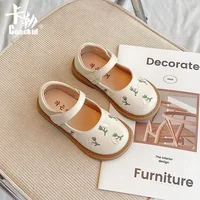 Girls Oxfords 2024 Spring Autumn Kids Soft PU Leather Shoes For Girl Small Cute Flower Children Princess Shoes Mary Jane Flats 2