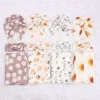 New Baby Vintage Print Child 3 Pcs Suit Newborn Anti Shock Swaddle Wrap Turban Hats Donut Hat Headband Blanket Set Four Seasons 4