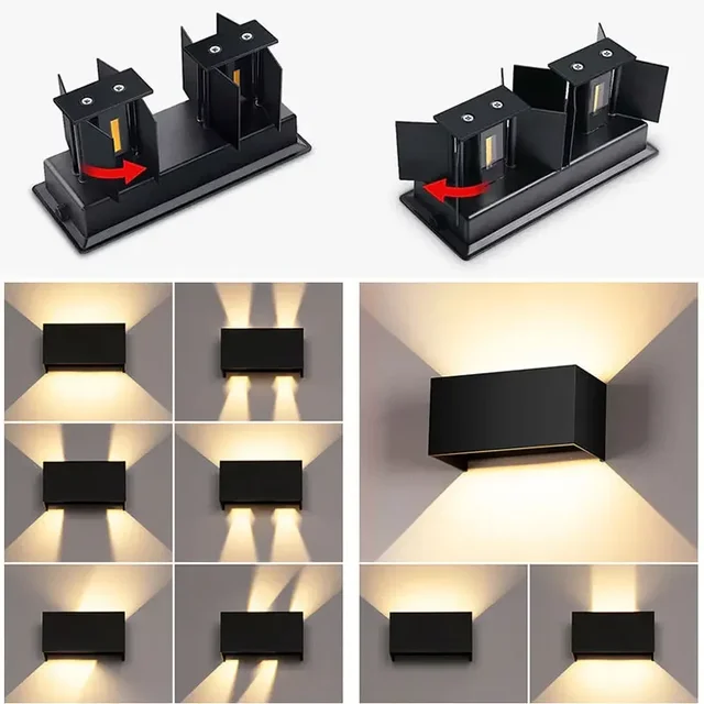 Lampada da parete a LED in alluminio Lampada da parete per interni IP65 impermeabile per esterni 12W24W Portico Luci da giardino Soggiorno Illuminazione per scale stradali 3