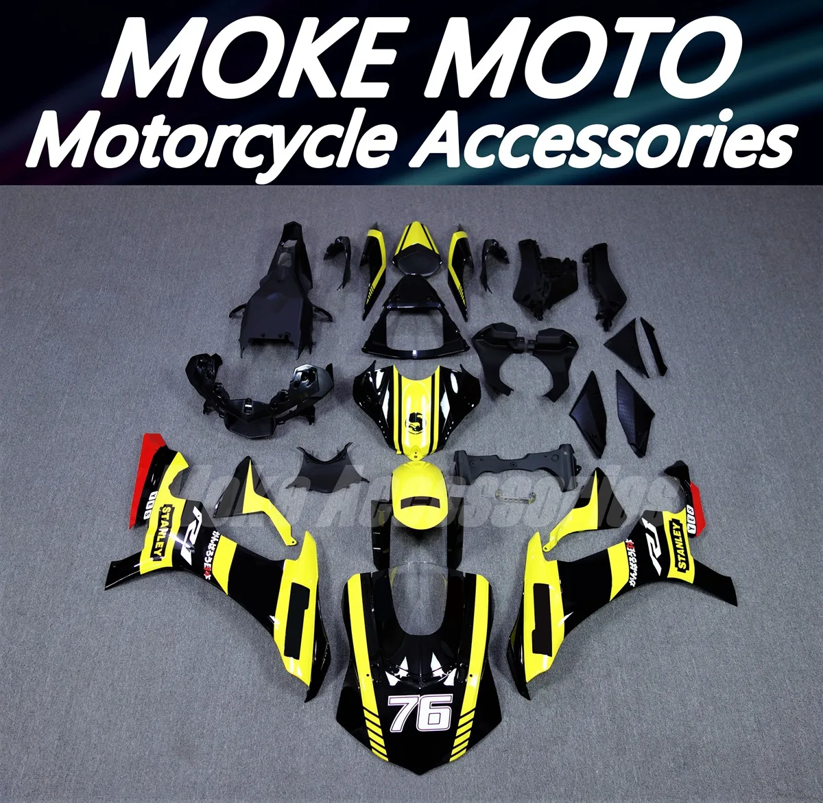 

Комплект обтекателей для мотоцикла, подходит для Yzf R1M R1 2015 2016 2017 2018 2019, комплект кузова из высококачественного АБС-пластика, желтый, черный