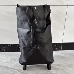 Heavy - Duty Foldable Shopping Cart - Versatile Wheeled Trolley for Easy Transport and Compact Storage (Black)