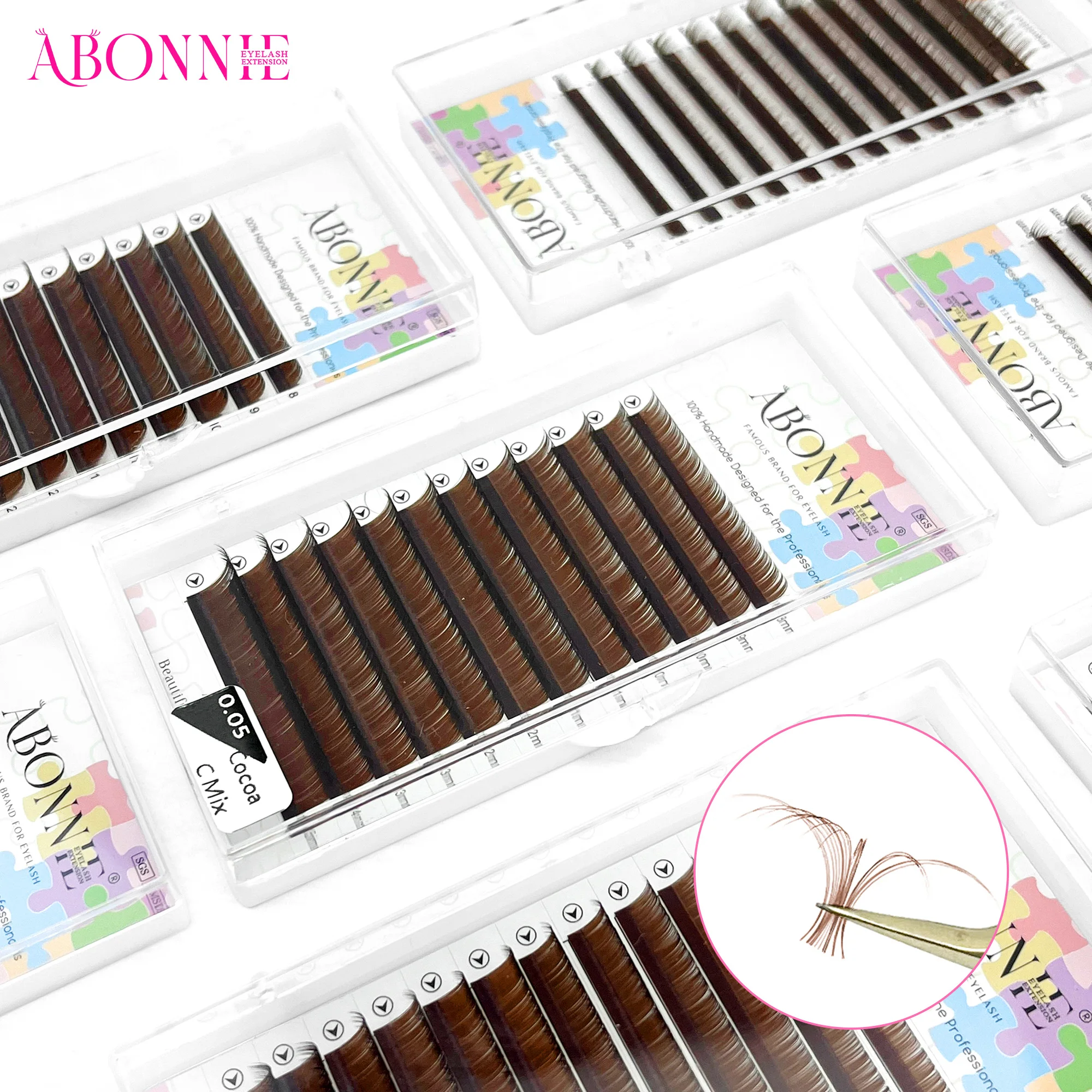 Abonnie L M Curl Classic Individual Eyelashes Russian Volume Lashes Fake Eyelashes