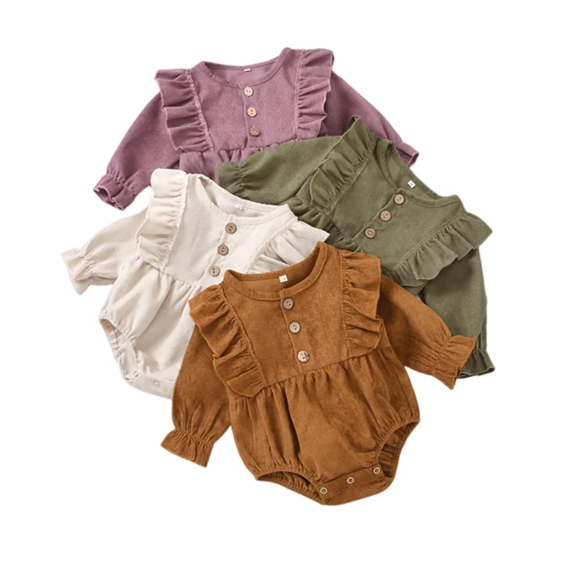 

Fashion Baby Girls Romper Cotton Long Sleeve Ruffles Baby Rompers Infant Playsuit Jumpsuits Cute Newborn Bodysuit Clothes 0-24M
