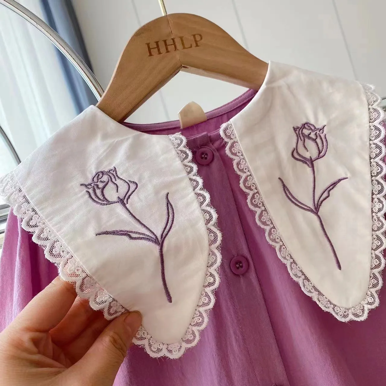 Baby Girls Dress Casual Pink Clothes Summer 2023 New Korean Cotton Linen Girls Princess Dress Big Turn Down Collar Dress