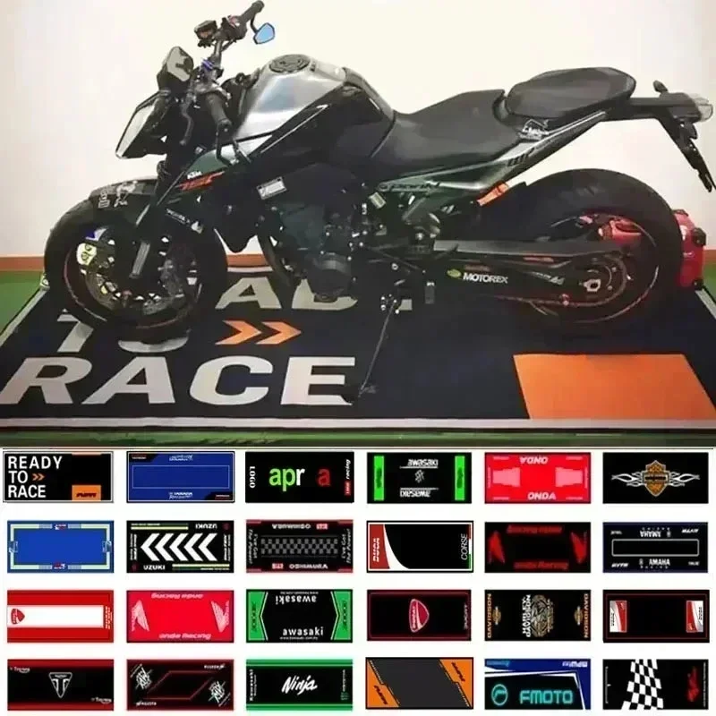 Motorcycle Carpet Polyester Racing Cool Moto Display Carpets Garage Mat Anti-slip Floor Decoration Customized Parking Rug