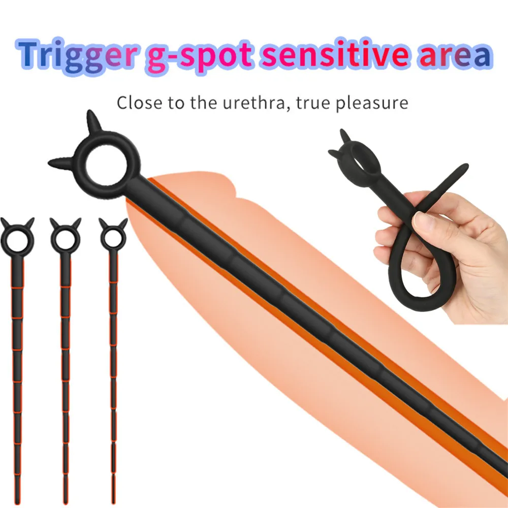 Penis Sex Toys Penis Sounding Rod Toy Urethral Plug Cock Insertion Dilator Urethra Masturbator Silicone Horse Eye Stick