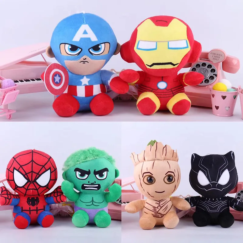 

Marvel Spiderman Anime Figure Plush Stuffing Toys Children's Cartoon Spider-Man Figure Ironman Hulk Plush Dolls Model for Kids