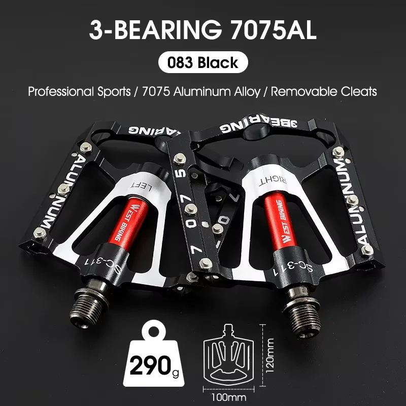Pedali Piattaforma Wellgo B239 MTB E Bici Da Strada - Cuscinetti Sigillati, Antiscivolo, Nero