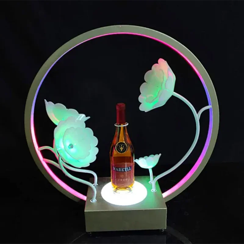 LED Rechargeable Lotus Flower Champagne Cocktail Whisky Drinkware Holder Bar Bottle Presenter For Night Club Wedding Party Decor