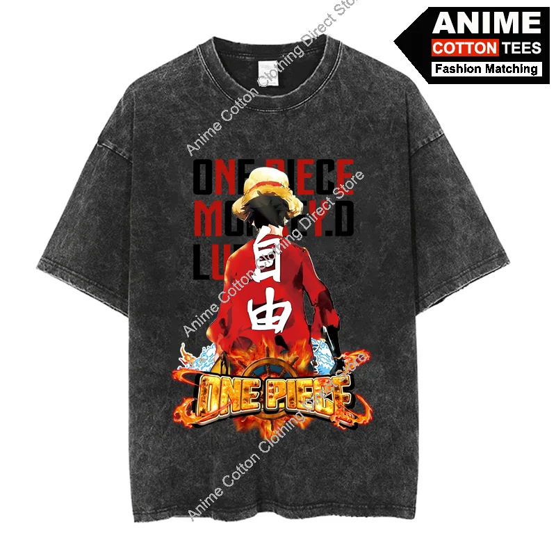 

Anime One Piece T Shirt Free Luffy Print T-shirt y2k Harajuku Hip Hop Casual Unisex Streetwear Tops Cotton Oversized Loose Tees