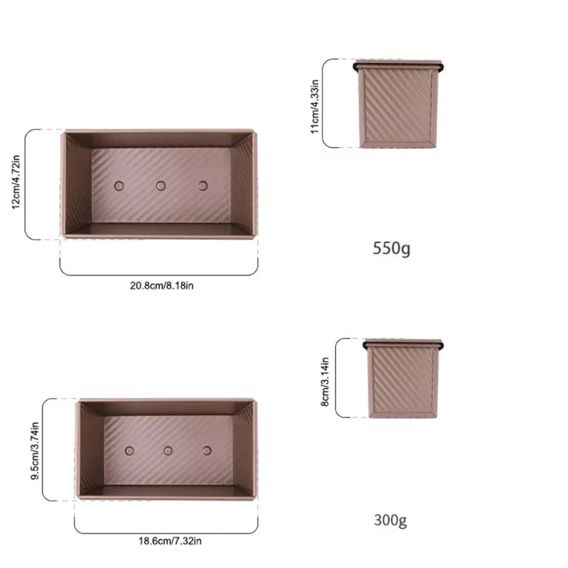 Bread Mold 1Pcs Rectangle Loaf Pan with Cover Bread Baking Mould Cake Toast Non-Stick Toast Box with Lid Aluminized Steel Bread Mould