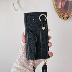 Crossbody Phone Case with Card Holder for Galaxy A14 (4G 5G) (Black)