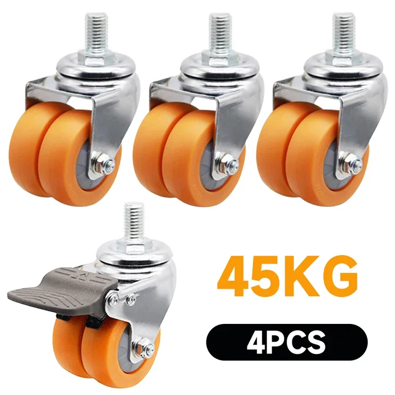 Universal Double Row Nylon Caster Wheels Silent Roller Wheel para Platform Trolley Acessórios para Móveis 1.5 Pcs