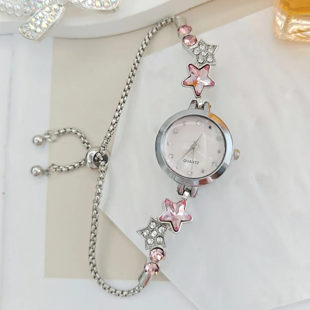 Elegant Rhinestone Star Chain Quartz Bracelet Watch