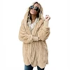 Autumn Winter Double Fleece Cardigan Jacket Women Solid Color Long Sleeve Plush Warm Hooded Lady Jacket Oversized Outerwear Coat 6