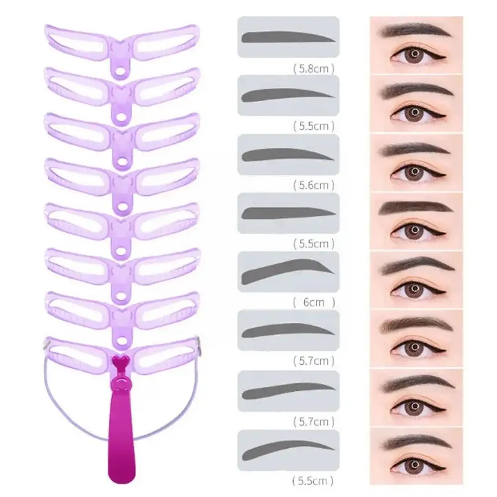 Makeup Tools Eyebrow Stencil Tool Eye Makeup Tools Reusable 8 In1 Eyebrow Shaping Template Helper Grooming Eyebrow Defining Shaper Card Kit Makeup Stencil F3N7