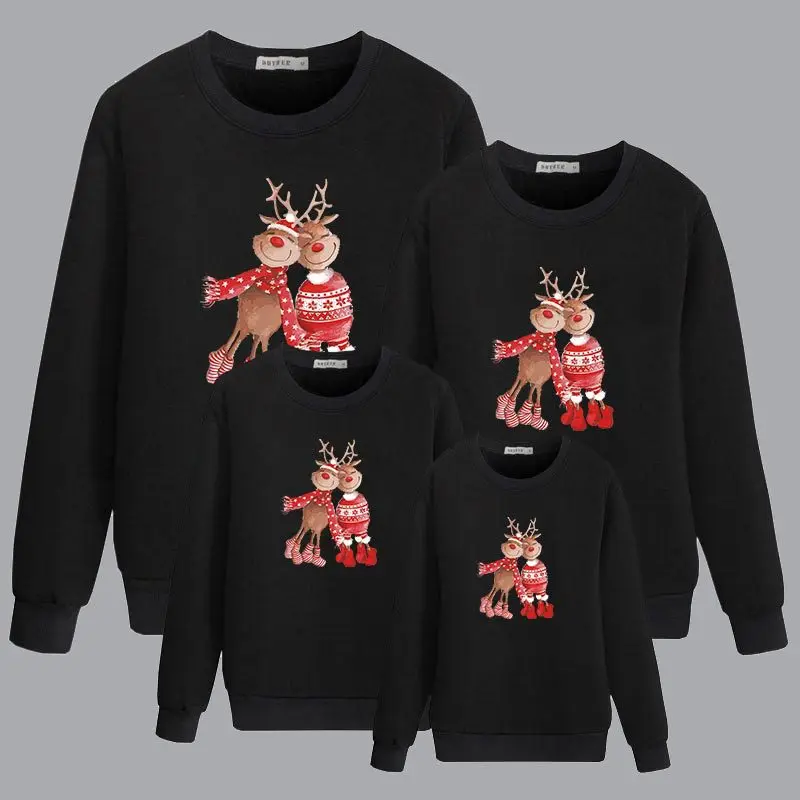 

Christmas Family Matching Outfits Deer Sweaters Xmas Jersey Adult Sweatshirt Couple Kids Baby Jumper New Year Clothes Pullover