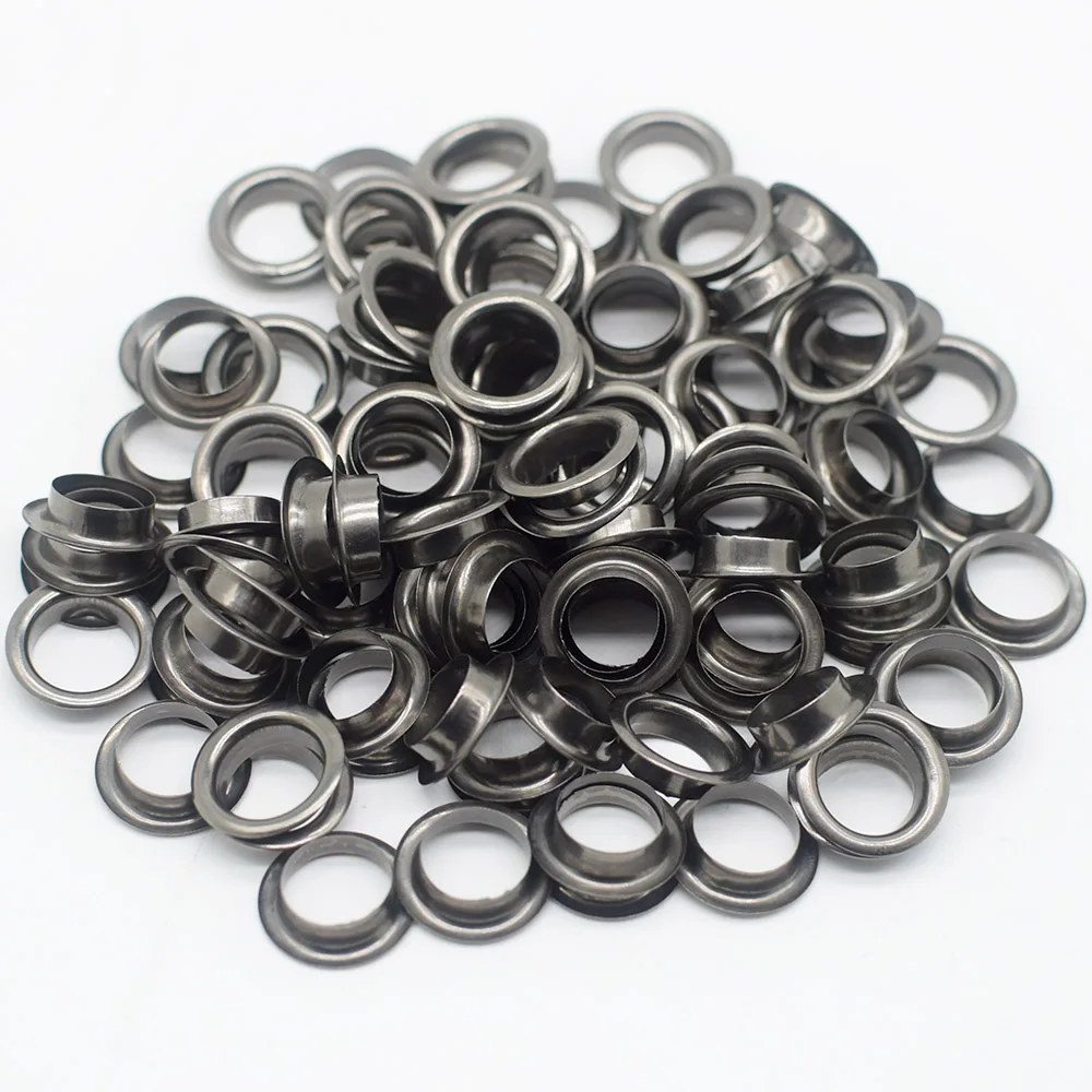 100 Sets Black Metal Eyelets Grommet 3.5mm 14mm Scrapbooking Eyelets