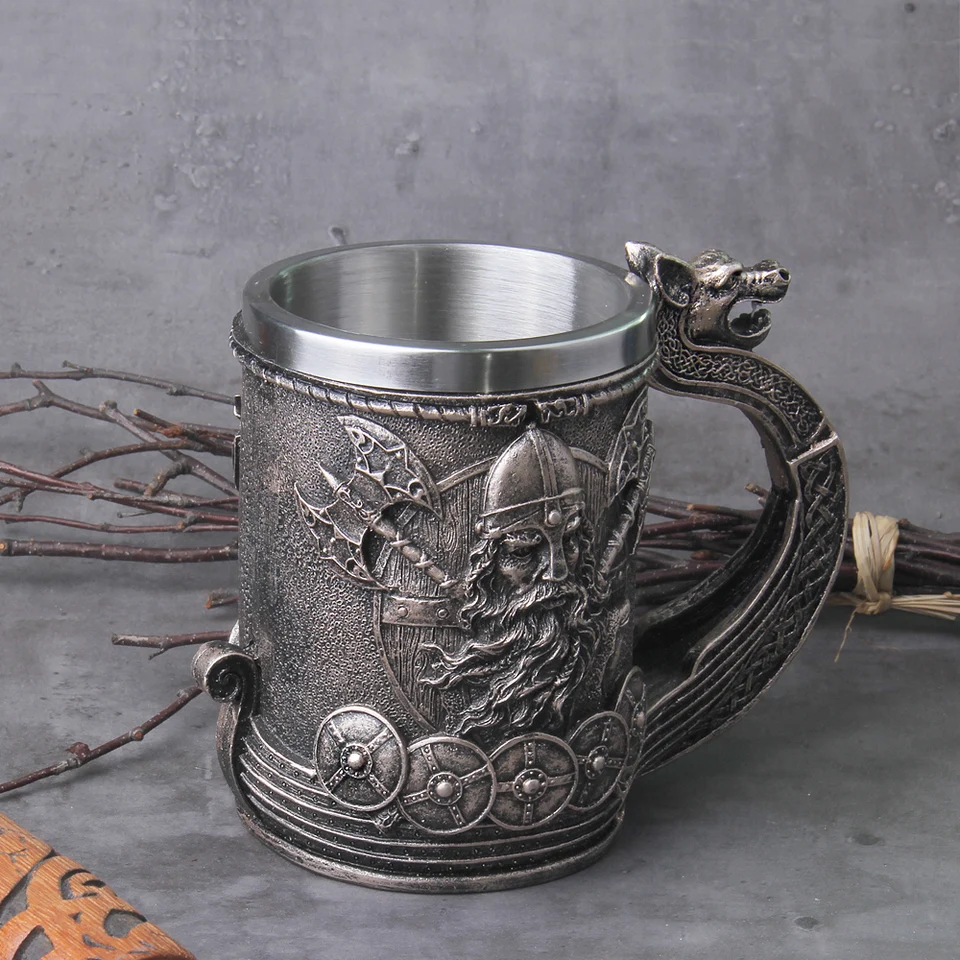 Viking Style Beer Mug Dragon Drakkar Tankard