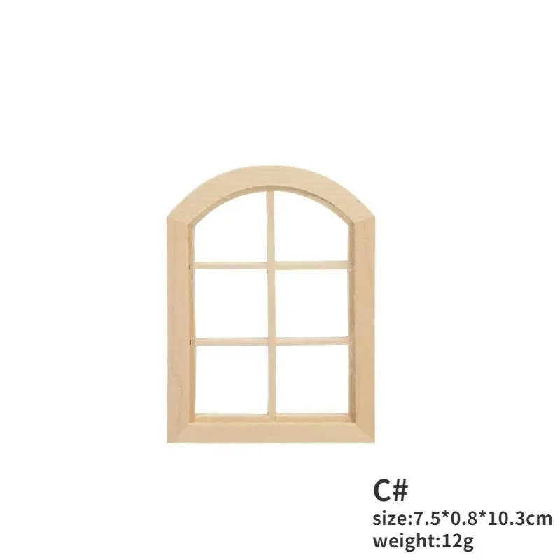 1pcs 1:12 Dollhouse DIY Door Windows Furniture  Miniatures  Wooden   Accessories Pretend Play Toy for Kids 5