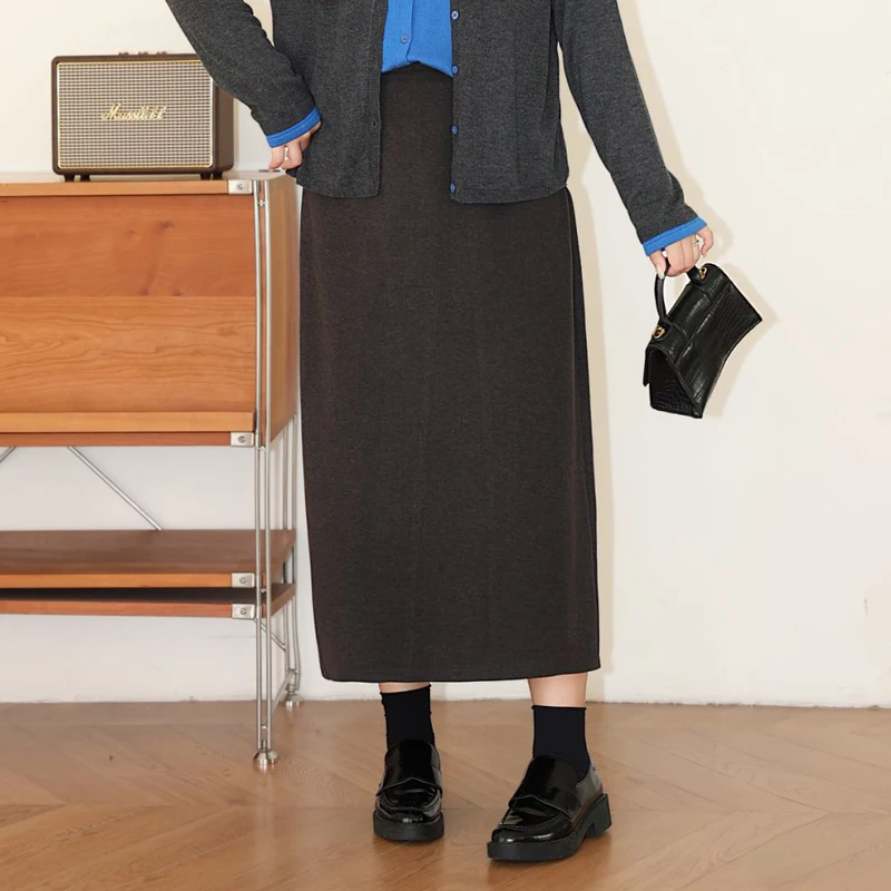 Plus Size Women's Long Skirt Premium Commuter High Waist Woolen Textured Mid-length Split A-line Fall/Winter 2025
