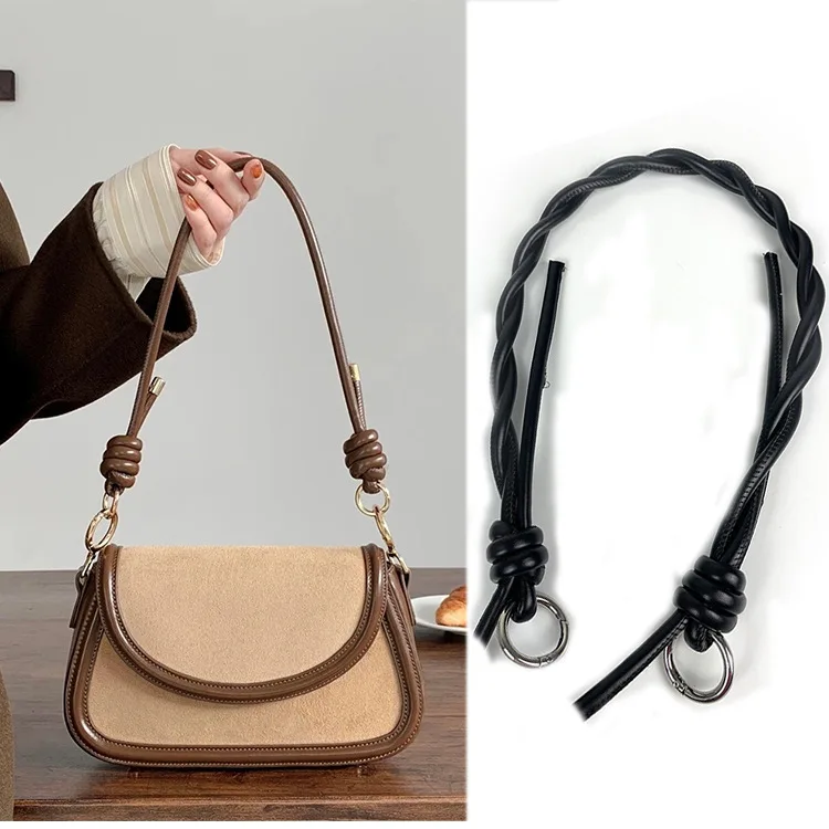 

Hand knitting belt rope shoulder bag slung armpit bag with metal buckle bag accessories DIY Short Bag Straps Belt Purse Handle