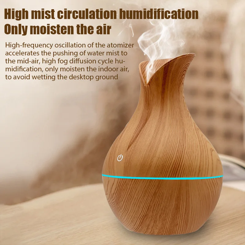 130MLHouseholdWoodVaseAromatherapyHumidifierVaseAirHumidifier