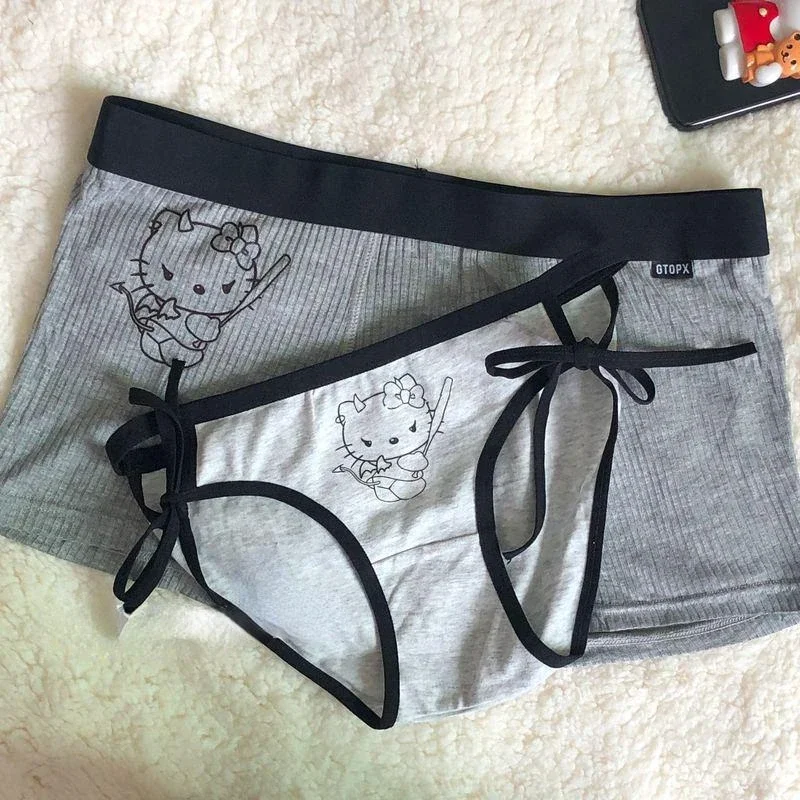 3pcs Y2k Hello Kitty Couples Underpants Pure Cotton Breathable Cute  Interesting Men Women Underwear Anime KT Cat Lingerie Briefs