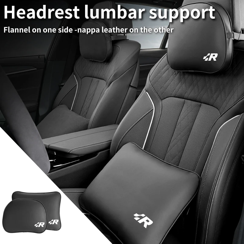 CarSeatNeckPillowLeatherAutoLumbarBackSupportCushionForVWR