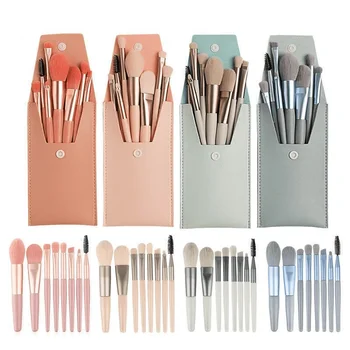 1 set di pennelli per il trucco da 8 pezzi, un set completo di pennelli, strumenti di bellezza portatili per principianti con setole morbide per fondotinta