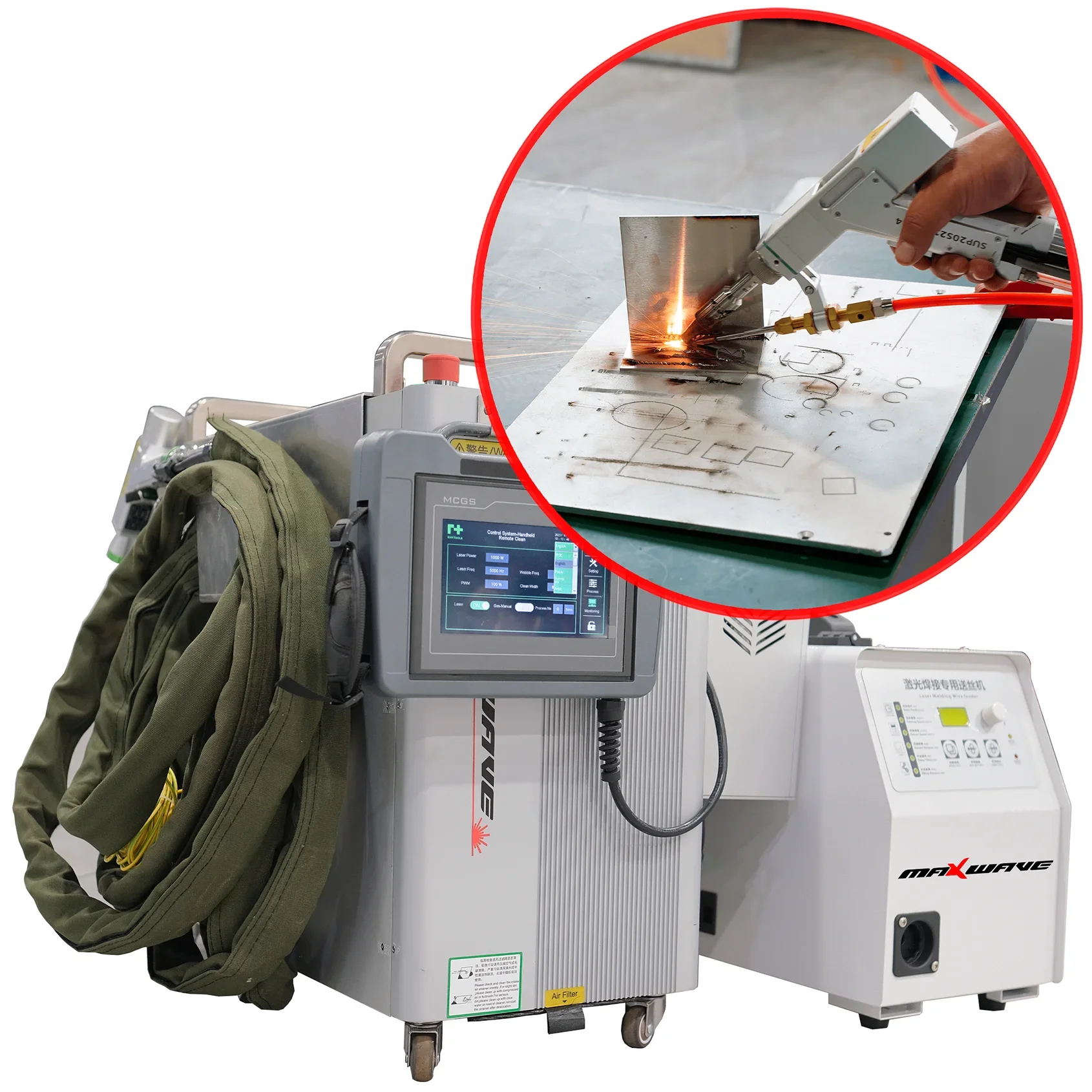 

Rust Cleaner 4-in-1 Welding Machine Fiber Laser Welder Laser Cutter for Acrylic Wood Panel Fabric Leather Metal Stainless Steel