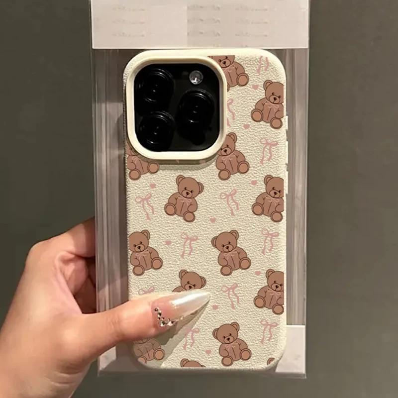 Adorable Bow Bear Pattern Soft Phone Case - Enhanced Protection Cover