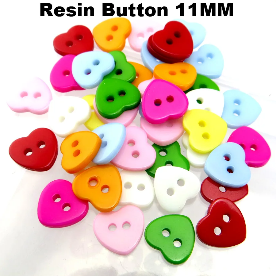

100PCS Shirt RESIN Coat Heart Button 15MM 2 Hole Decorative Kids Sewing Clothes Accessory Sweater Buttons R-357