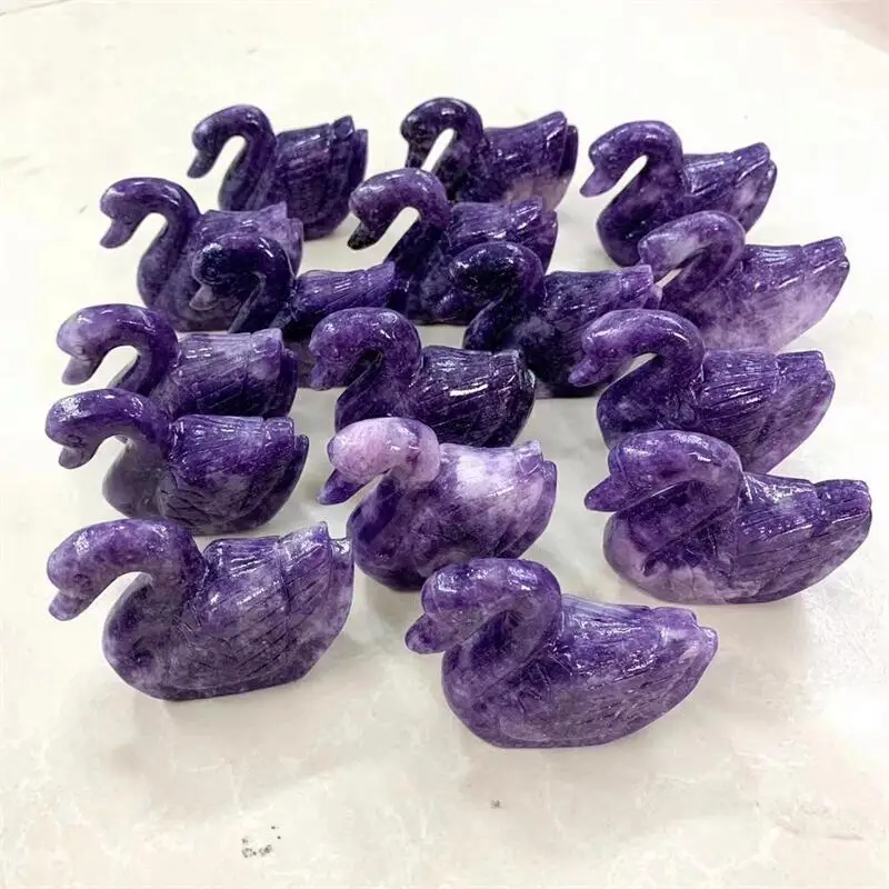 

7 см натуральный фиолетовый слюда Лебедь кристалл милое животное Исцеление Домашнее украшение подарок на день рождения здоровая Детская игрушка 1 шт.