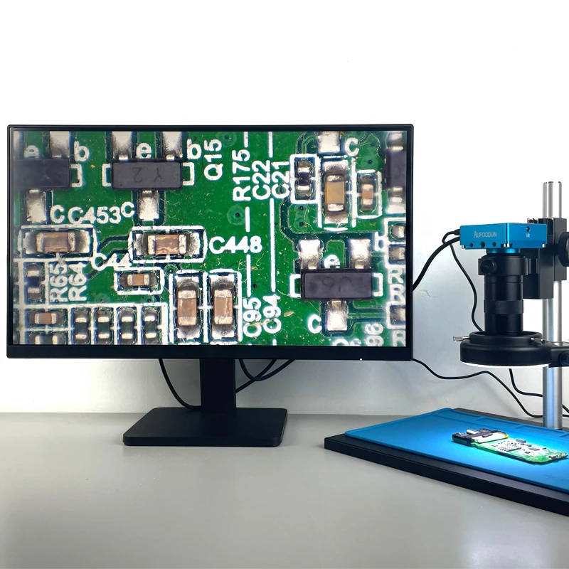  USB 디지털 비디오 단안 현미경 카메라 130 줌 C 마운트 렌즈, 휴대폰 PCB 납땜 수리 도구, 48MP 4K 1080P HDMI