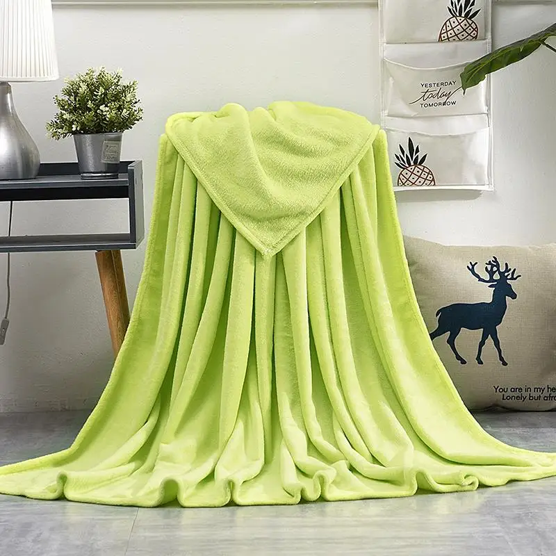 

Soft Warm Coral Fleece Flannel Blankets For Beds Solid Color Sofa Cover Bedspread Winter Plaid Blankets