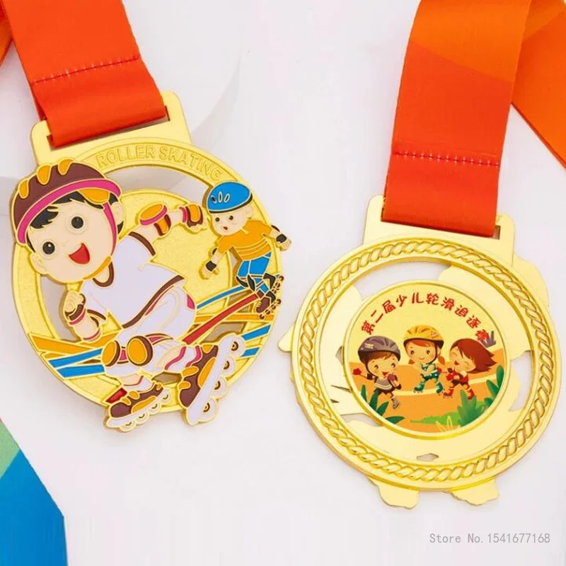 Creative Customization Ball Sports Roller Skating Dance Painting, Taekwondo Swimming Gold Silver and Copper Medals, Around Metal