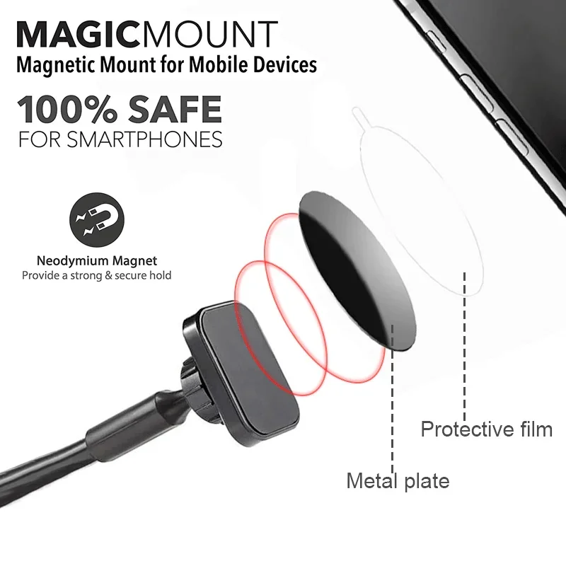 Universal Magnetic Car Phone Holder with Long Arm for Windshield & Dashboard