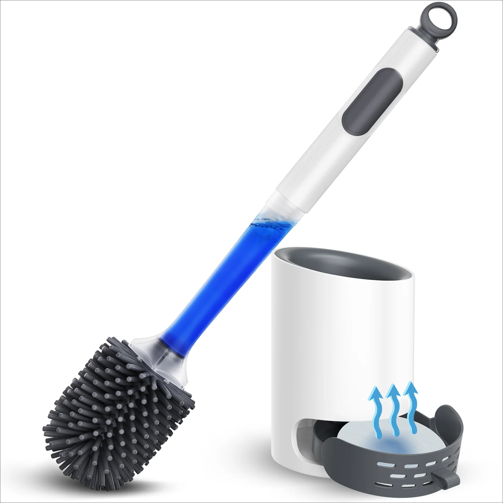 

Hamitor Toilet Brush With Holder Toilet Brush with Cleaner Toilet Bowl Brush Scrubber Bowl Cleaner Brush Set Soft Toilet Brush