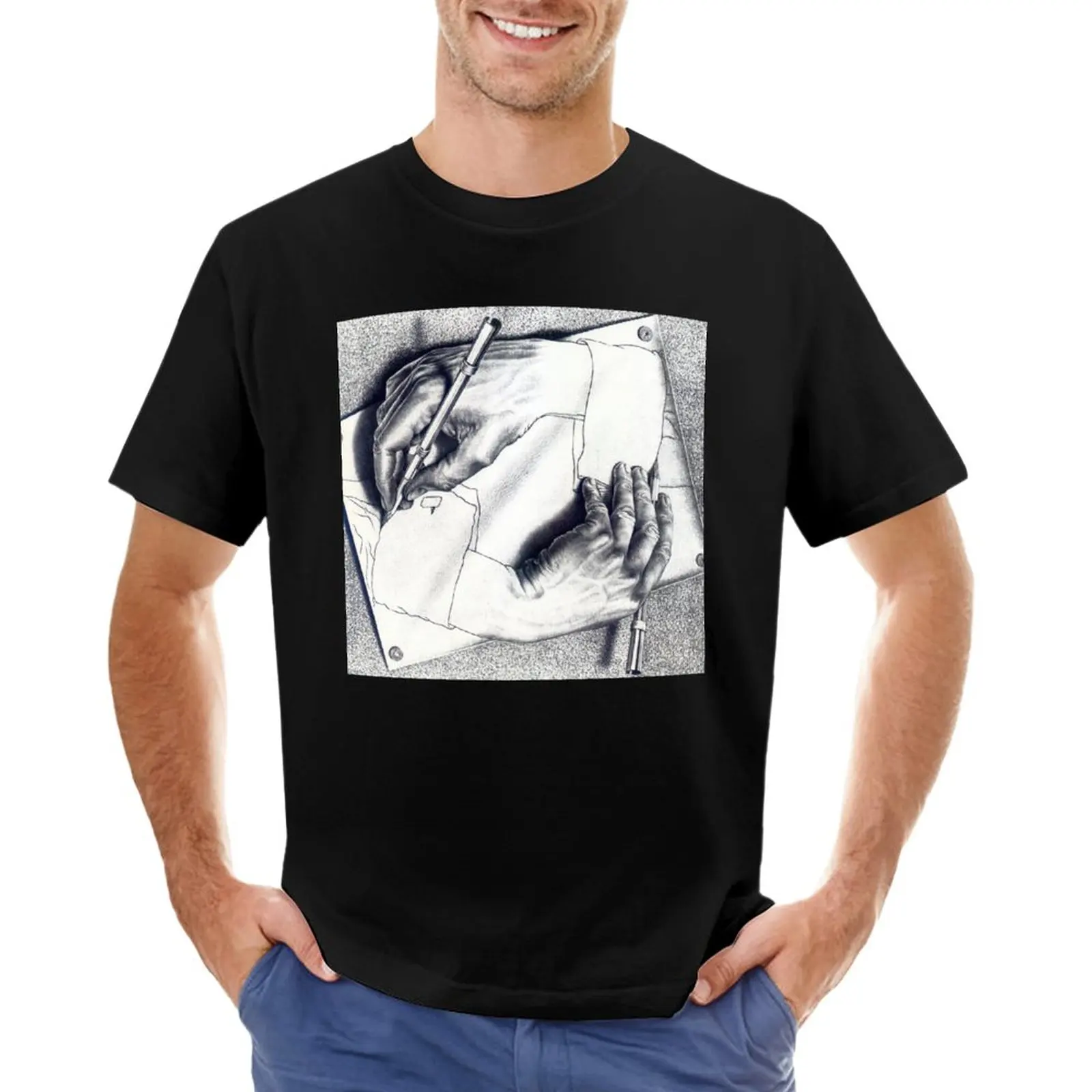 Mani Da Disegno, Litografia Di M.C. T-Shirt Escher Magliette Personalizzate T-Shirt Da Uomo
